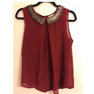 New Sheer Burgundy Blouse size S/M